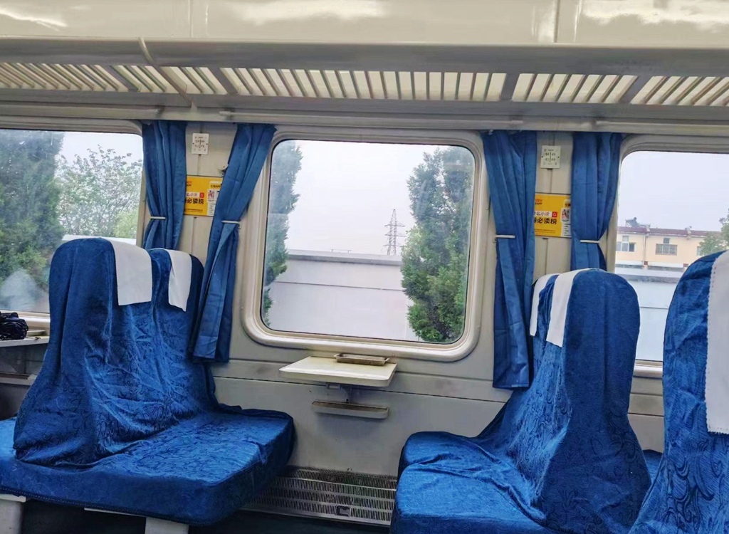 Hard seat carriage on a conventional China train from another angle